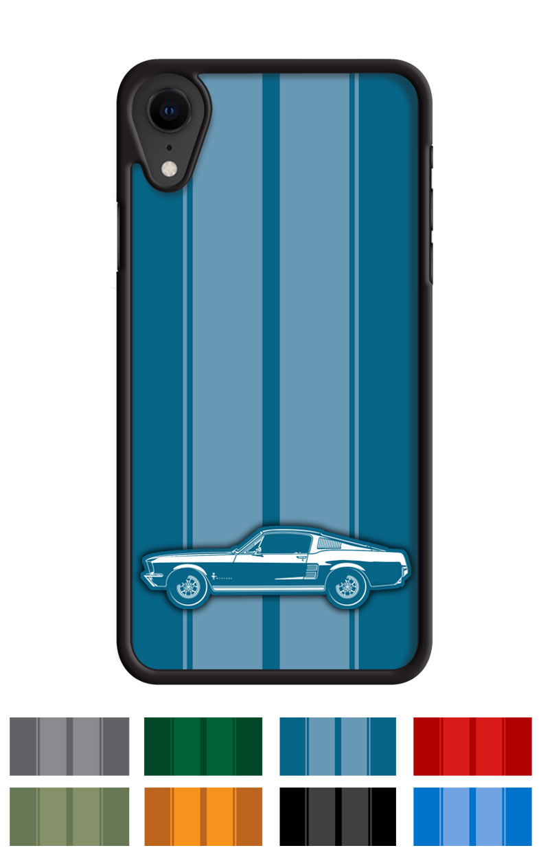 1967 Ford Mustang Base Fastback Smartphone Case - Racing Stripes