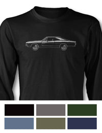 1968 Dodge Charger RT Coupe T-Shirt - Long Sleeves - Side View