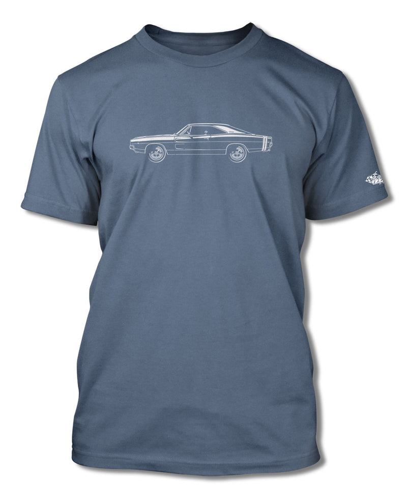 1968 Dodge Charger RT With Stripes Coupe T-Shirt - Men - Side View