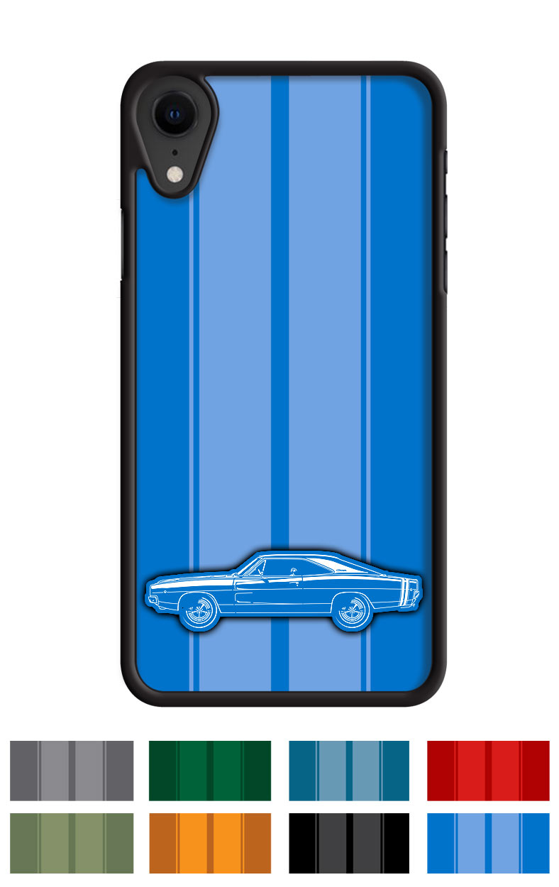 1968 Dodge Charger RT With Stripes Coupe Smartphone Case - Racing Stripes