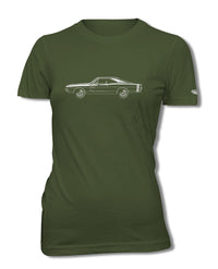 1968 Dodge Charger RT With Stripes Coupe T-Shirt - Women - Side View