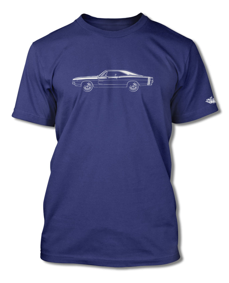 1968 Dodge Charger RT With Stripes Hardtop T-Shirt - Men - Side View