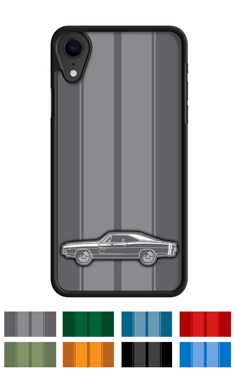 1968 Dodge Charger RT With Stripes Hardtop Smartphone Case - Racing Stripes