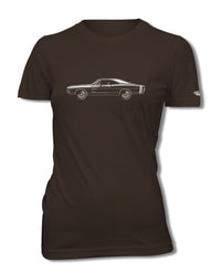 1968 Dodge Charger RT With Stripes Hardtop T-Shirt - Women - Side View