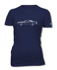 1968 Dodge Charger RT With Stripes Hardtop T-Shirt - Women - Side View