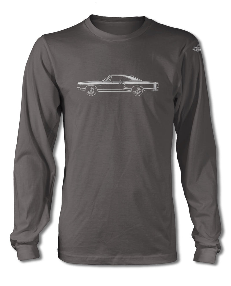 1968 Dodge Coronet RT with Stripes Hardtop T-Shirt - Long Sleeves - Side View