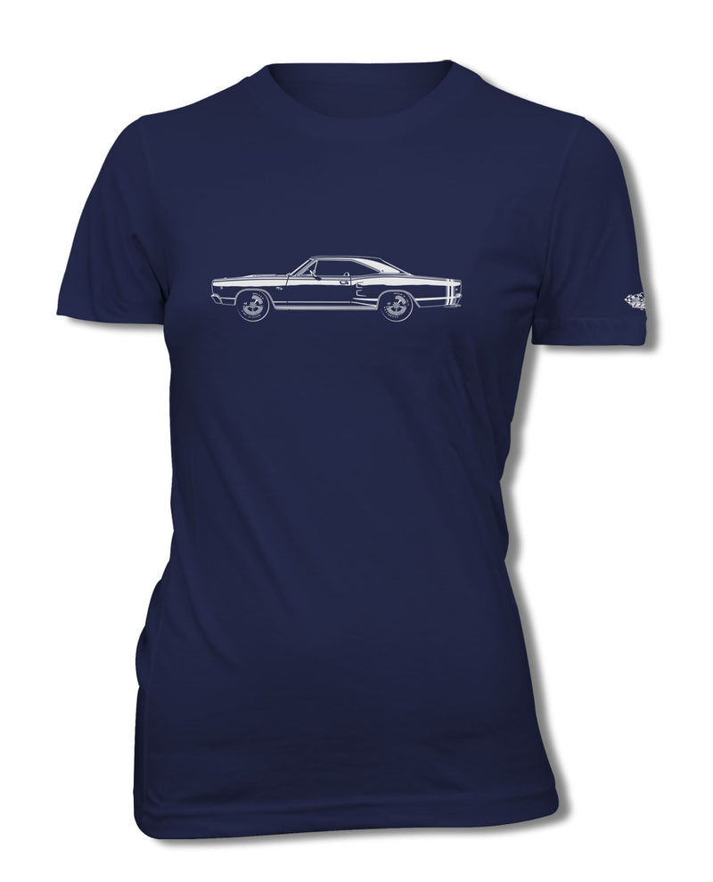 1968 Dodge Coronet RT with Stripes Hardtop T-Shirt - Women - Side View