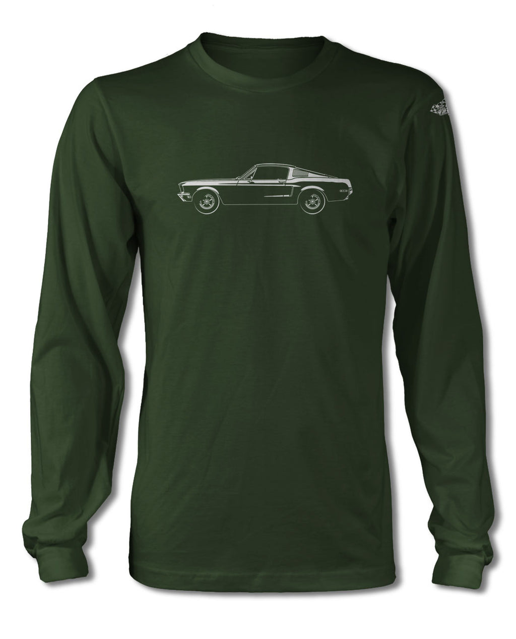 1968 Ford Mustang GT Fastback Bullitt T-Shirt - Long Sleeves - Side View