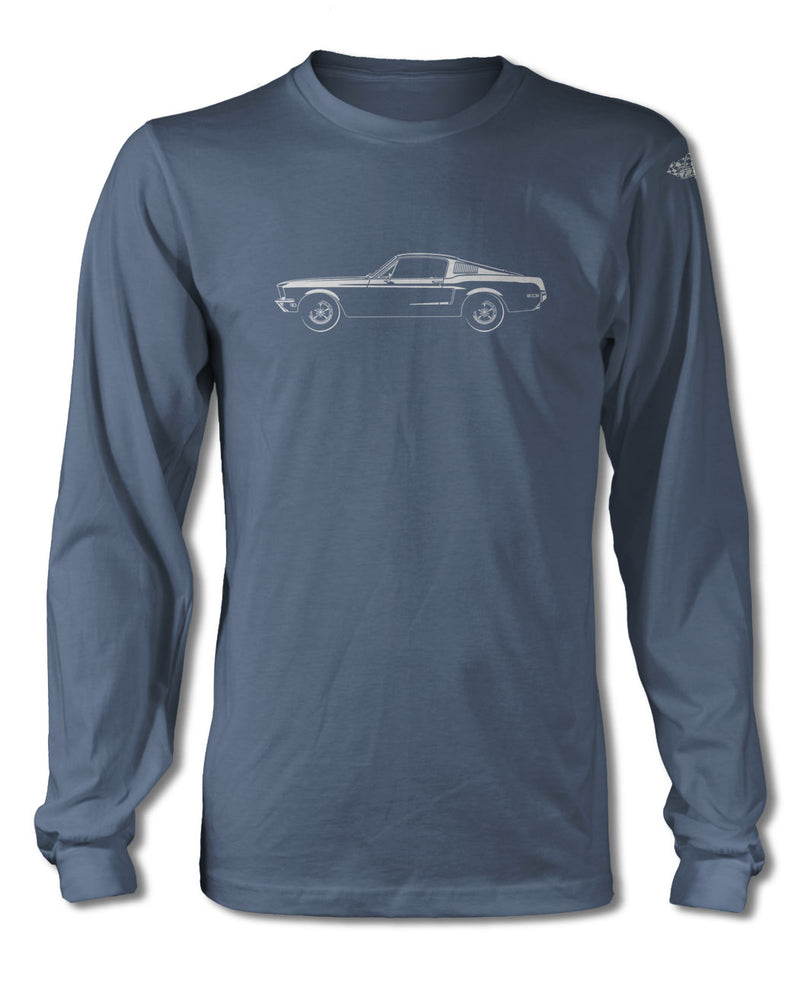 1968 Ford Mustang GT Fastback Bullitt T-Shirt - Long Sleeves - Side View