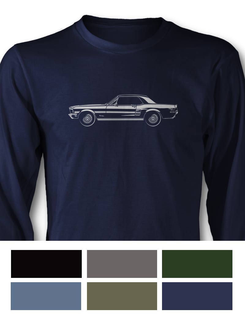 1968 Ford Mustang GT / CS Coupe T-Shirt - Long Sleeves - Side View