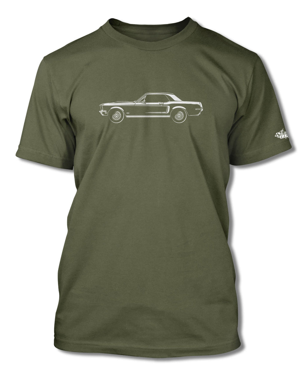 1968 Ford Mustang GT Coupe with Stripes T-Shirt - Men - Side View