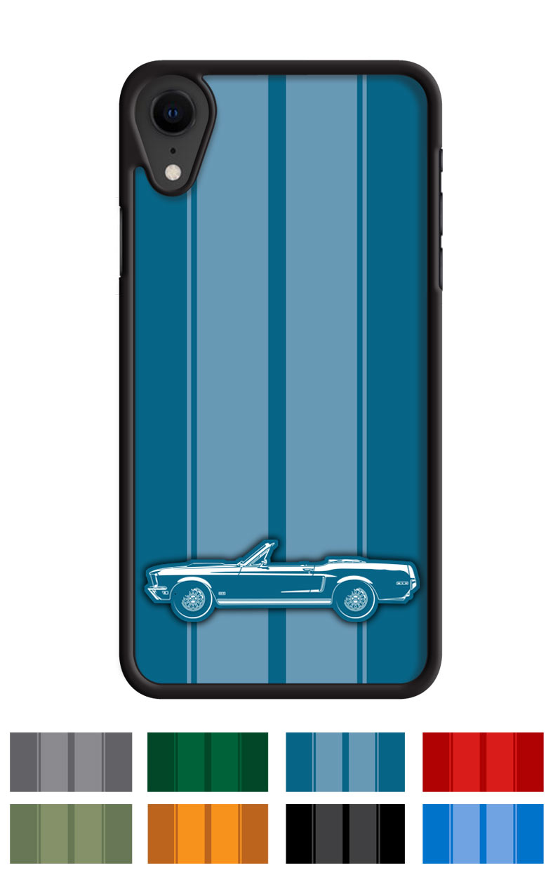 1968 Ford Mustang GT Convertible Smartphone Case - Racing Stripes