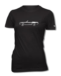 1968 Ford Mustang Base Convertible with Stripes T-Shirt - Women - Side View