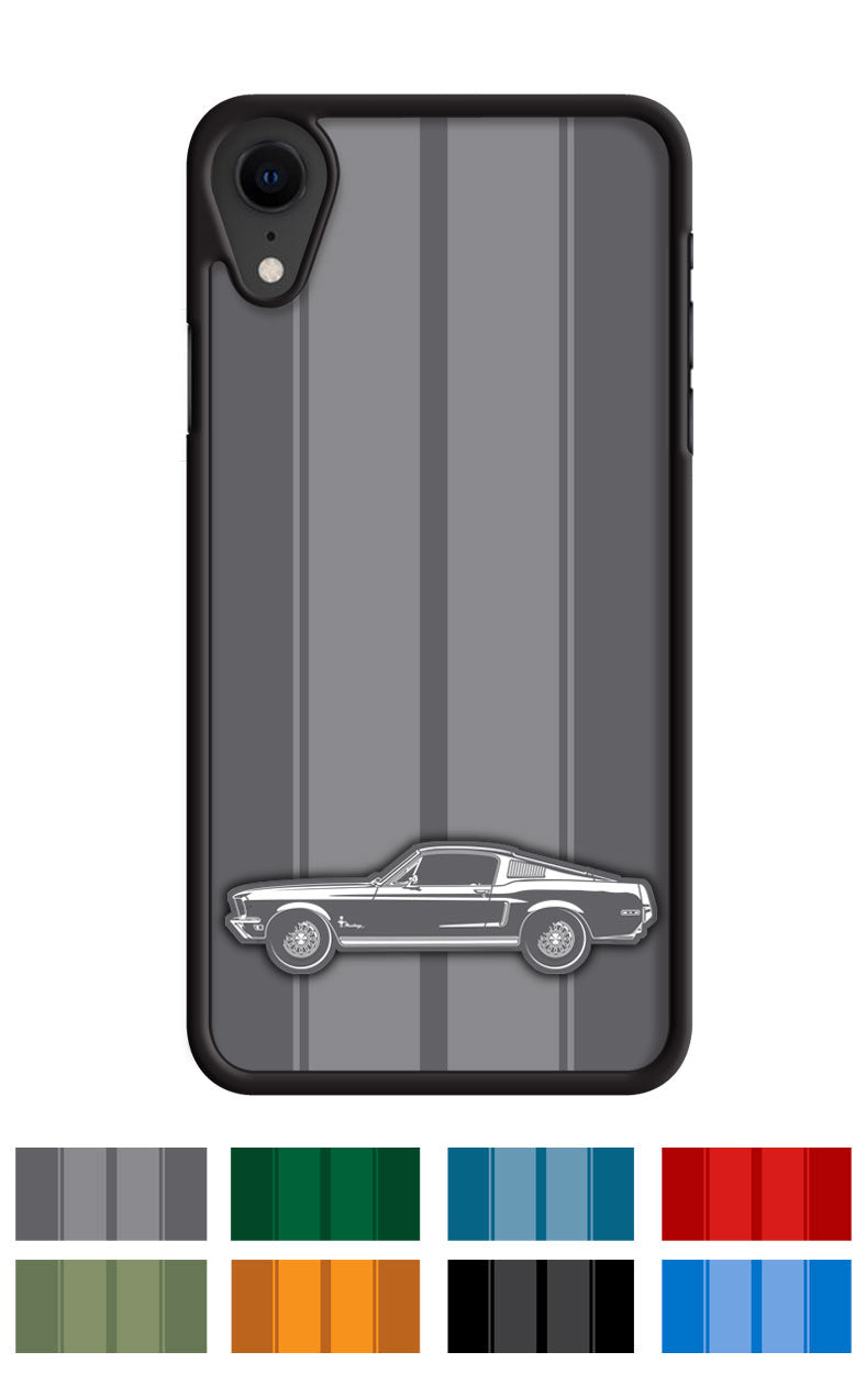 1968 Ford Mustang Base Fastback Smartphone Case - Racing Stripes