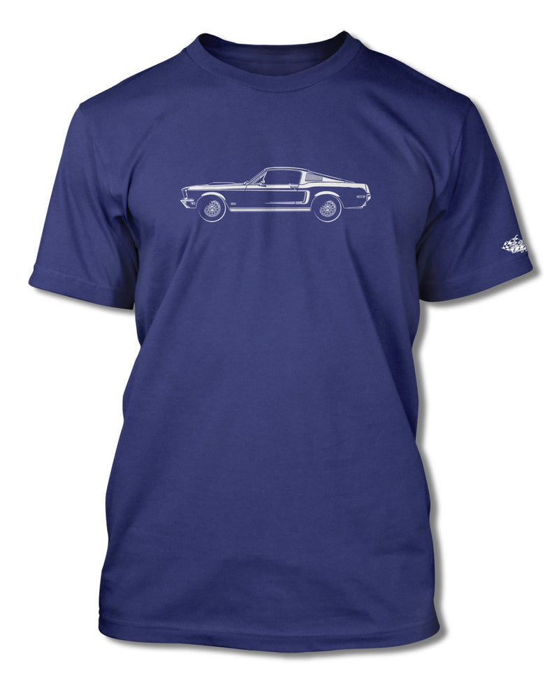 1968 Ford Mustang GT Fastback with Stripes T-Shirt - Men - Side View