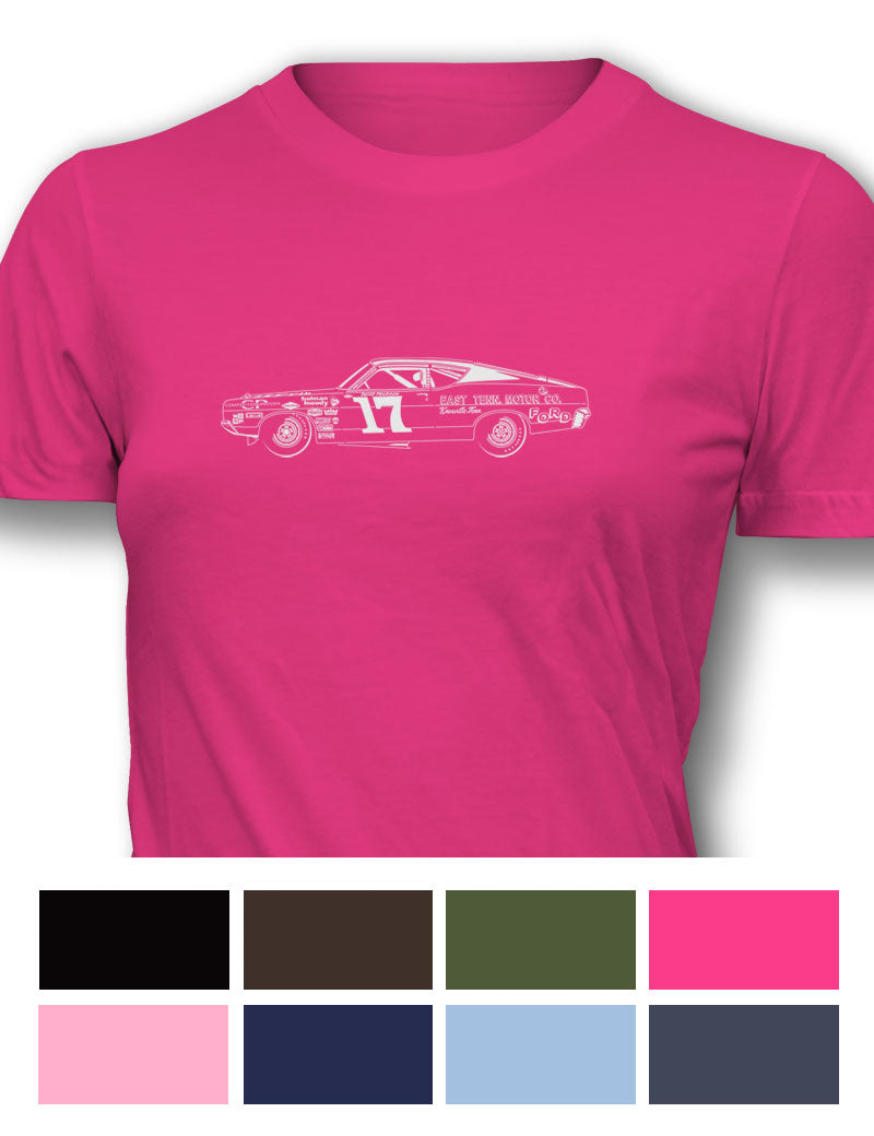1968 Ford Torino #17 NASCAR David Pearson T-Shirt - Women - Side View