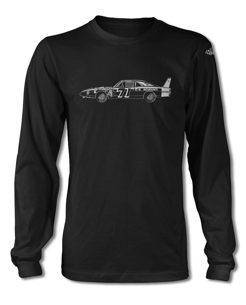 1969 Dodge Charger Daytona Bobby Issac #71 T-Shirt - Long Sleeves - Side View