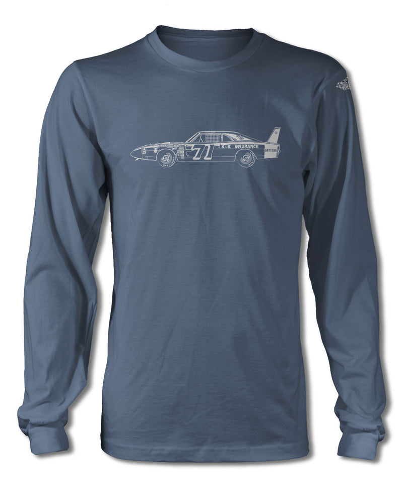 1969 Dodge Charger Daytona Bobby Issac #71 T-Shirt - Long Sleeves - Side View