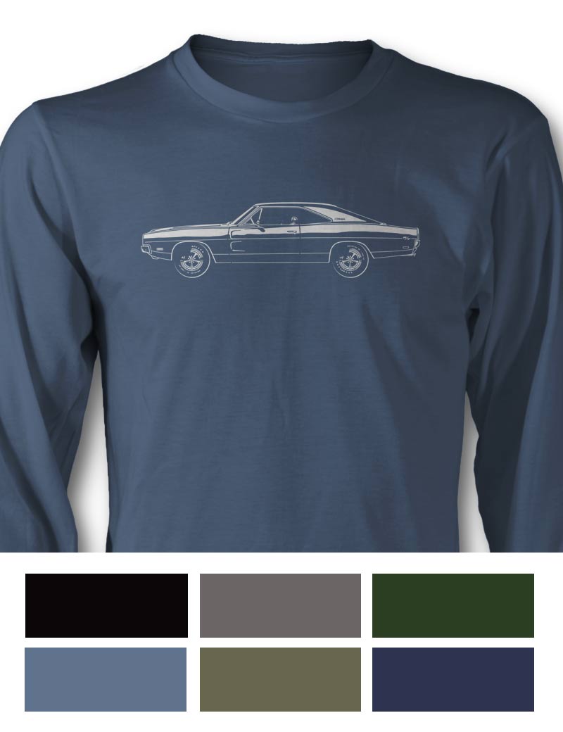 1969 Dodge Charger RT Coupe T-Shirt - Long Sleeves - Side View
