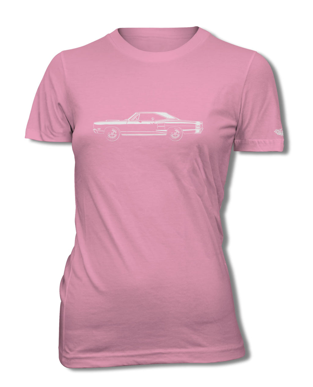 1969 Dodge Coronet RT Hardtop with Stripes T-Shirt - Women - Side View