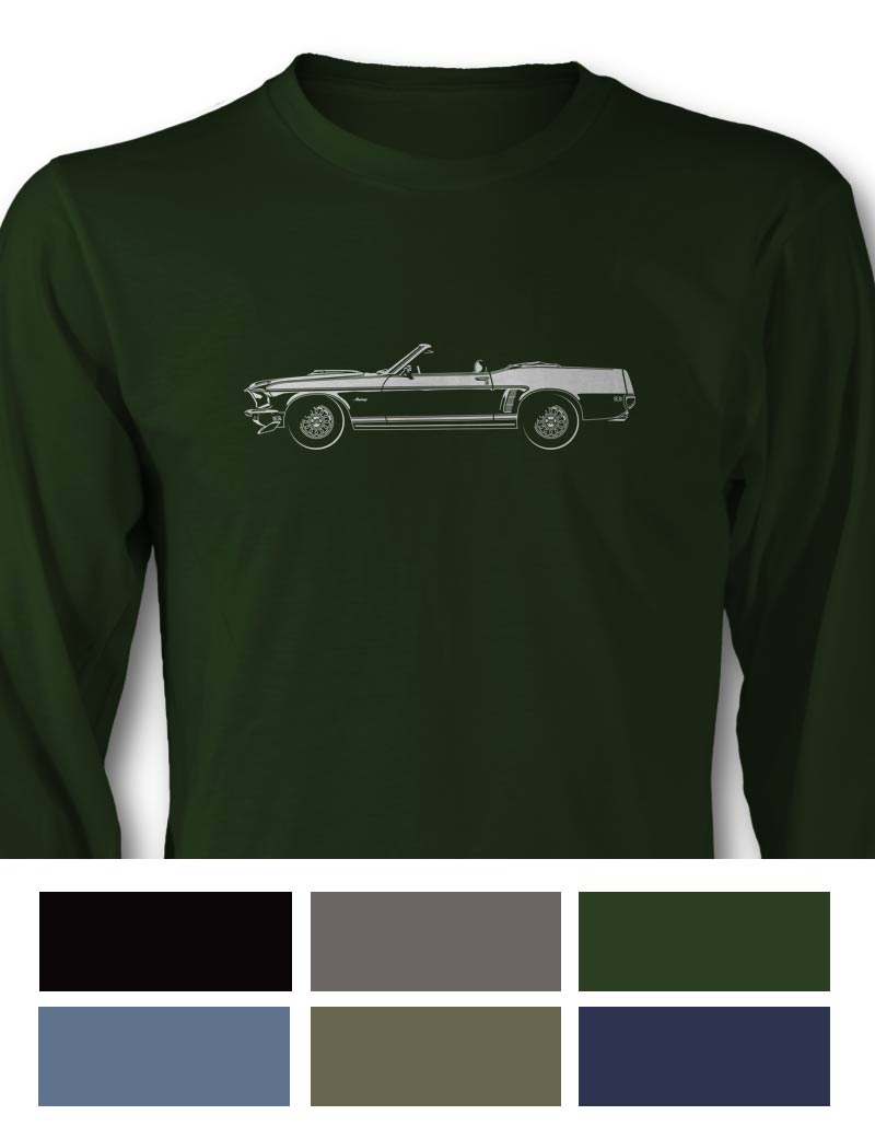 1969 Ford Mustang GT Convertible T-Shirt - Long Sleeves - Side View