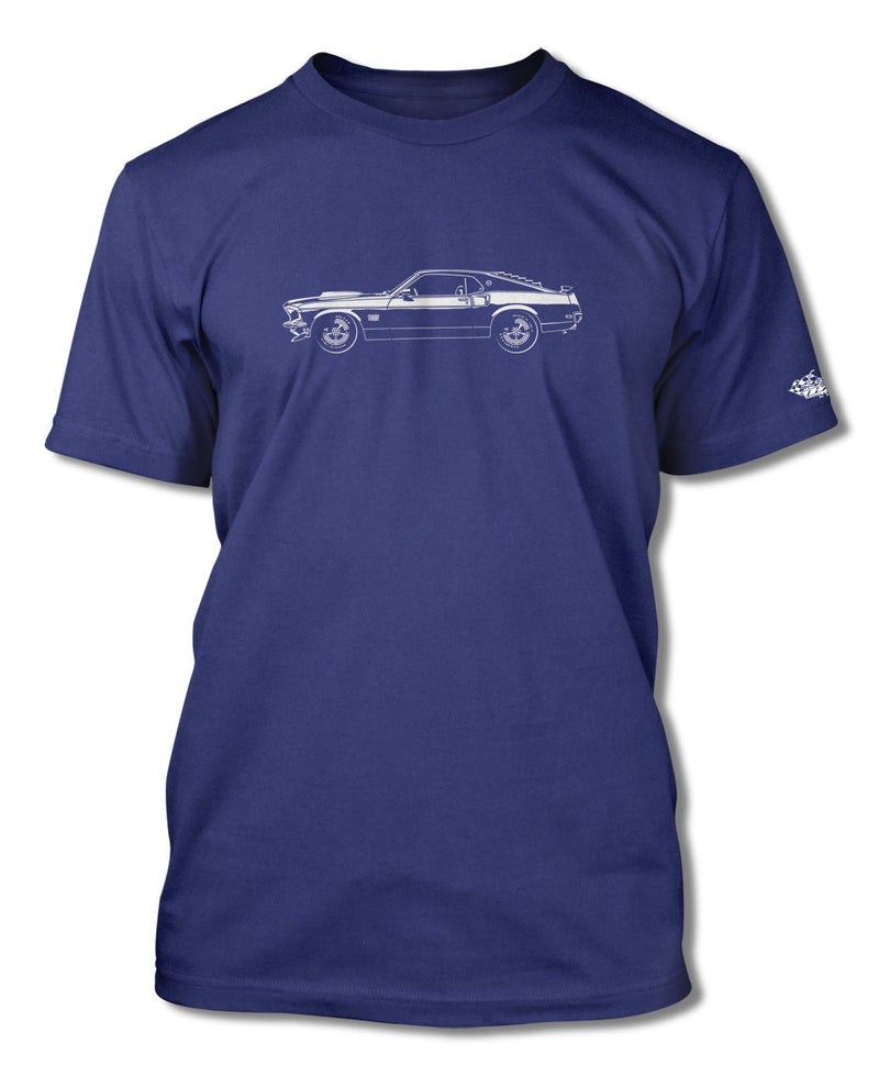 1969 Ford Mustang BOSS 429 Fastback with Spoiler & Shades T-Shirt - Men - Side View