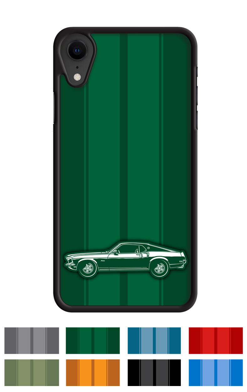 1969 Ford Mustang Base Fastback Smartphone Case - Racing Stripes