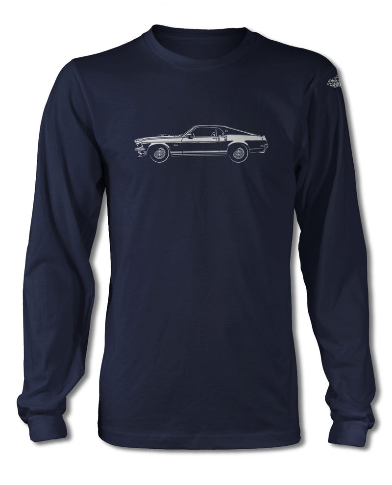 1969 Ford Mustang GT Cobra Jet Fastback T-Shirt - Long Sleeves - Side View