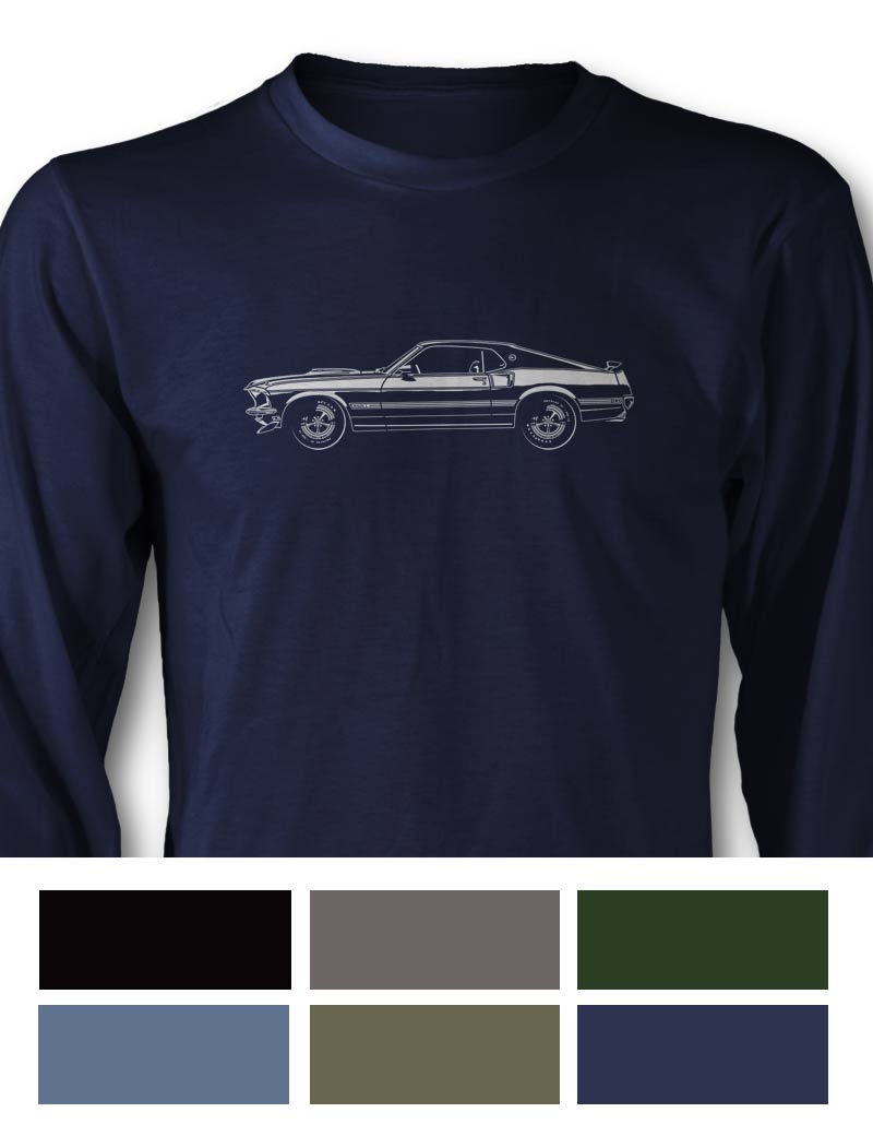 1969 Ford Mustang Mach 1 Fastback T-Shirt - Long Sleeves - Side View