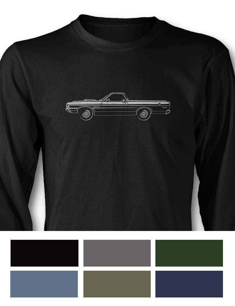 1969 Ford Ranchero GT with Stripes T-Shirt - Long Sleeves - Side View