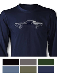 1970 Dodge Challenger RT Hardtop Bulge Hood T-Shirt - Long Sleeves - Side View