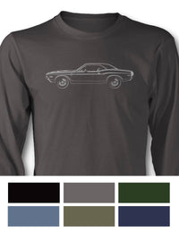 1970 Dodge Challenger RT Scat Pack Coupe Bulge Hood T-Shirt - Long Sleeves - Side View