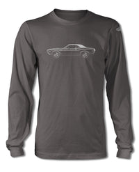 1970 Dodge Challenger RT Scat Pack Hardtop Bulge Hood T-Shirt - Long Sleeves - Side View