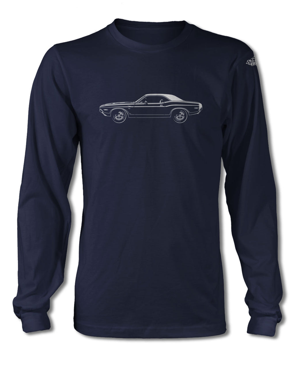 1970 Dodge Challenger RT Scat Pack Hardtop Bulge Hood T-Shirt - Long Sleeves - Side View