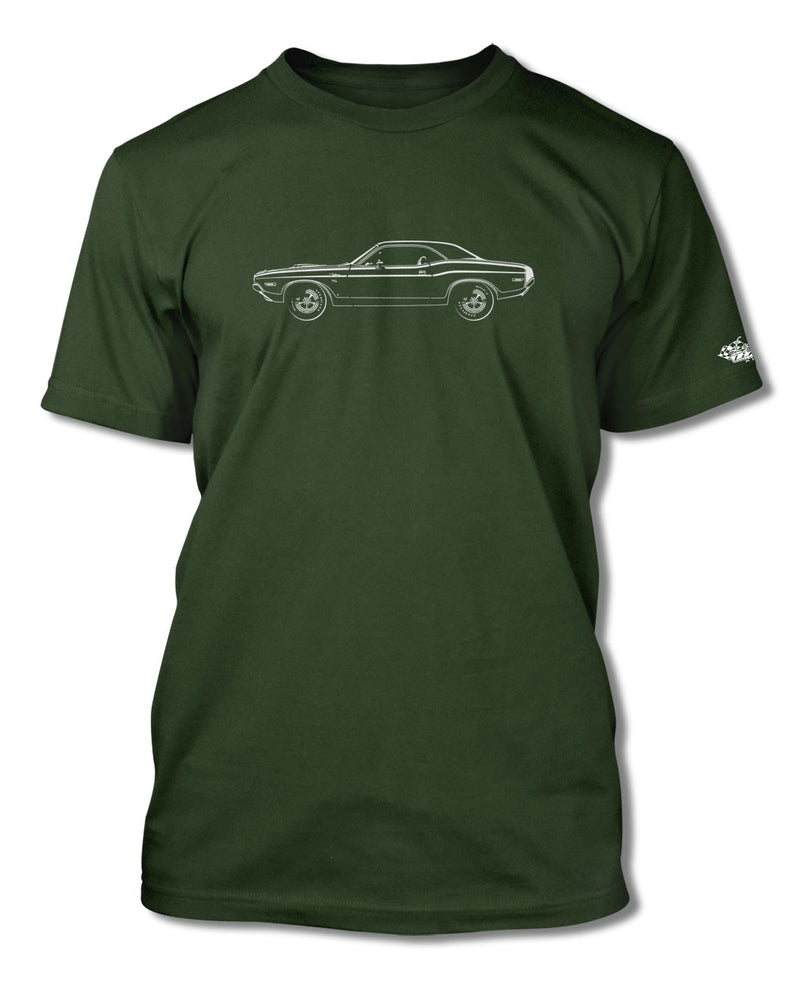 1970 Dodge Challenger RT Scat Pack Coupe Shaker Hood T-Shirt - Men - Side View