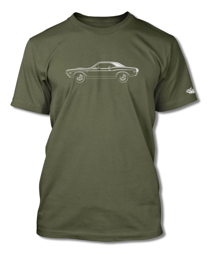 1970 Dodge Challenger RT Scat Pack Hardtop Shaker Hood T-Shirt - Men - Side View