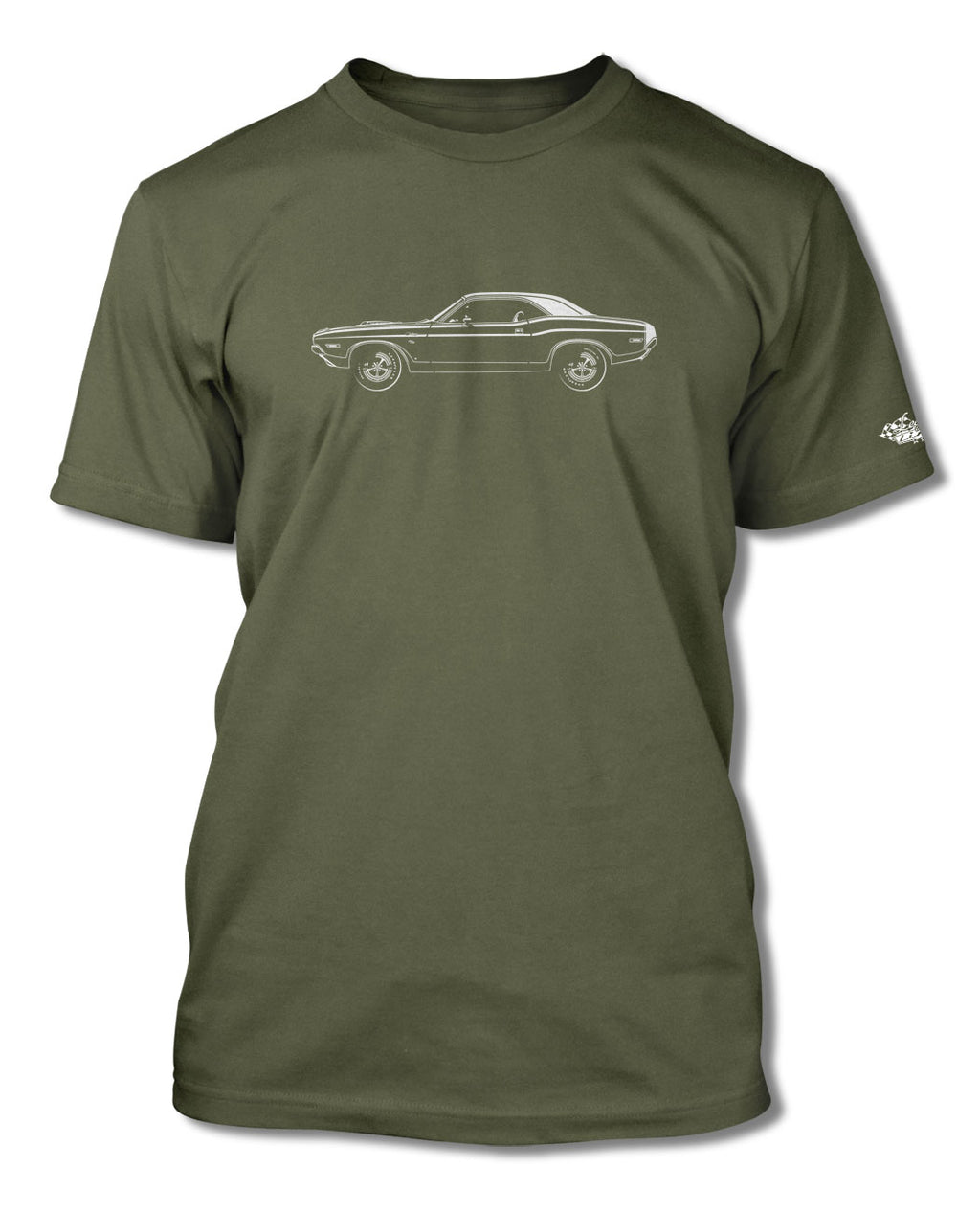 1970 Dodge Challenger RT Scat Pack Hardtop Shaker Hood T-Shirt - Men - Side View