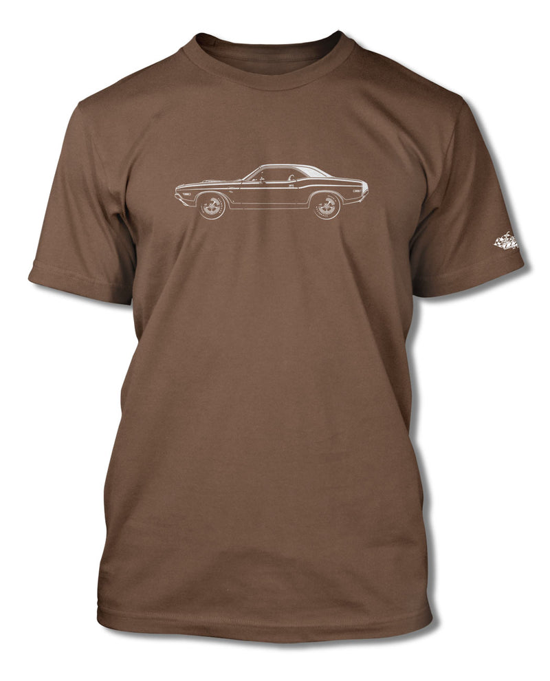 1970 Dodge Challenger RT Scat Pack Hardtop Shaker Hood T-Shirt - Men - Side View