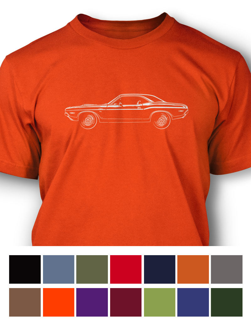 1970 Dodge Challenger RT Coupe Shaker Hood T-Shirt - Men - Side View