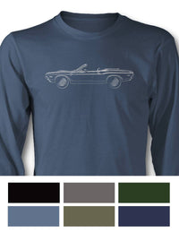 1970 Dodge Challenger RT Convertible Shaker Hood T-Shirt - Long Sleeves - Side View