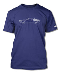 1970 Dodge Challenger RT with Stripes Coupe Bulge Hood T-Shirt - Men - Side View
