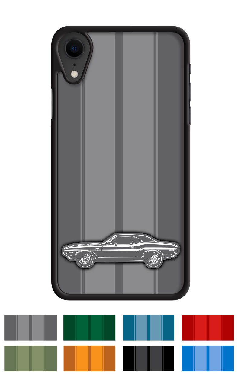 1970 Dodge Challenger RT with Stripes Coupe Bulge Hood Smartphone Case - Racing Stripes