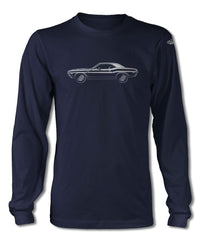 1970 Dodge Challenger RT with Stripes Hardtop Bulge Hood T-Shirt - Long Sleeves - Side View