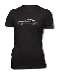 1970 Dodge Challenger RT with Stripes Hardtop Bulge Hood T-Shirt - Women - Side View