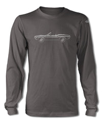 1970 Dodge Challenger RT with Stripes Convertible Shaker Hood T-Shirt - Long Sleeves - Side View