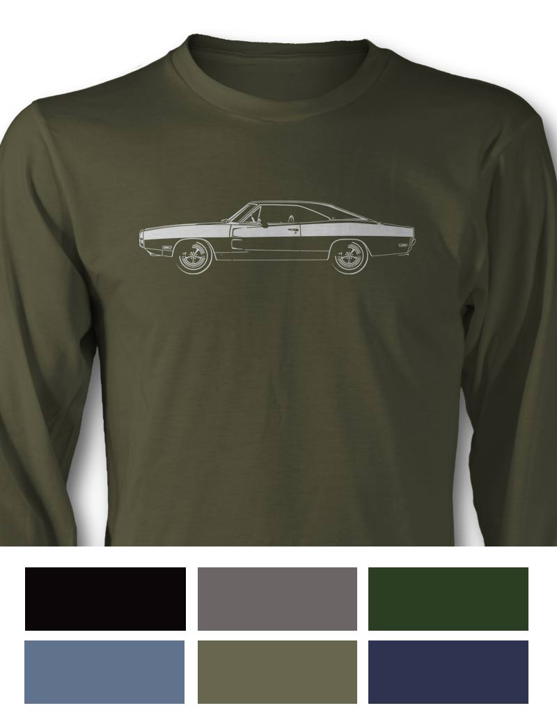 1970 Dodge Charger Base Hardtop T-Shirt - Long Sleeves - Side View