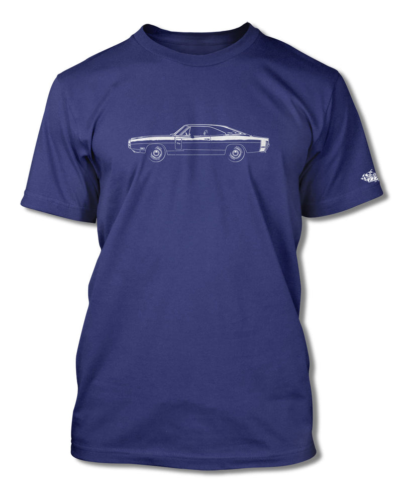 1970 Dodge Charger RT With Stripes Coupe T-Shirt - Men - Side View