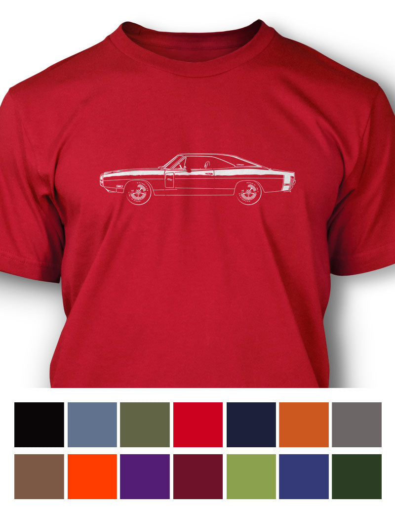 1970 Dodge Charger RT With Stripes Hardtop T-Shirt - Men - Side View