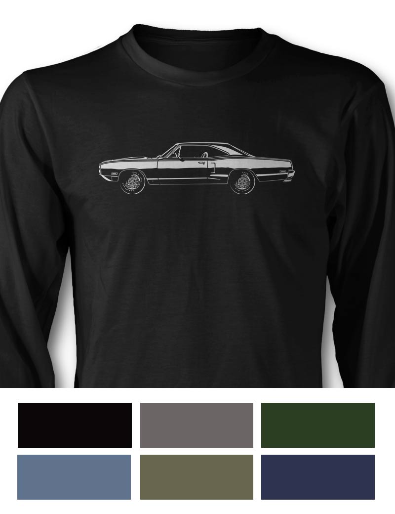 1970 Dodge Coronet Base Coupe T-Shirt - Long Sleeves - Side View