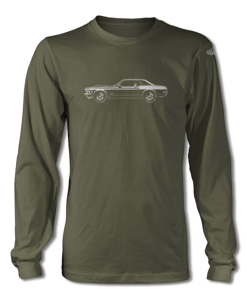 1970 Ford Mustang Sports Coupe T-Shirt - Long Sleeves - Side View